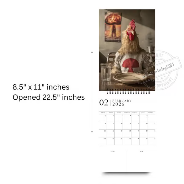 2026 Cilifer® Chicken Calendar | 12 Month Calendar | Animal Lover Calendar