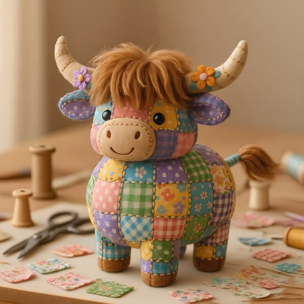 🐮☕️Cilifer®Hand-Patchwork Highland Cattle Ornament🐮