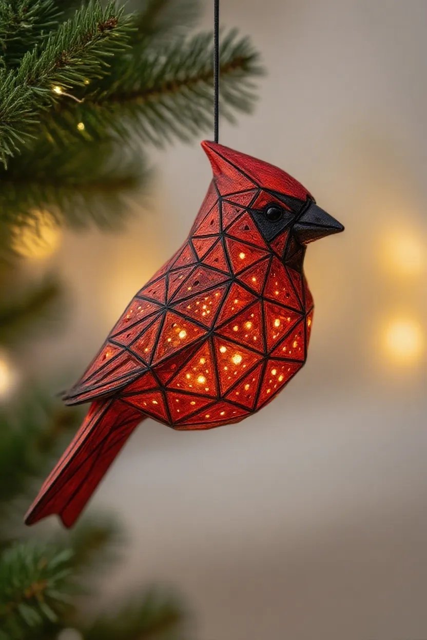🎄Christmas Pre Sale 49% OFF - Cilifer® Handmade Geometric Cardinal Hanging Lantern🐦