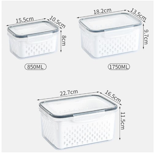 CILIFER® 🔥Household transparent plastic food storage box-Including drain basket💧
