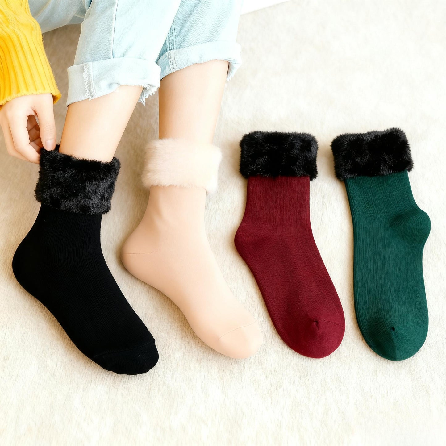 SFRCORD® 5 pairs of thick fleece-lined. warm. snow socks