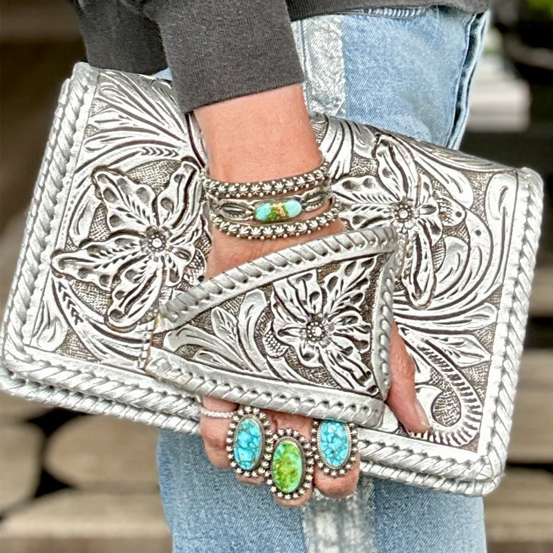 Sfrcord® Silver Flower Dance Western-Style Clutch