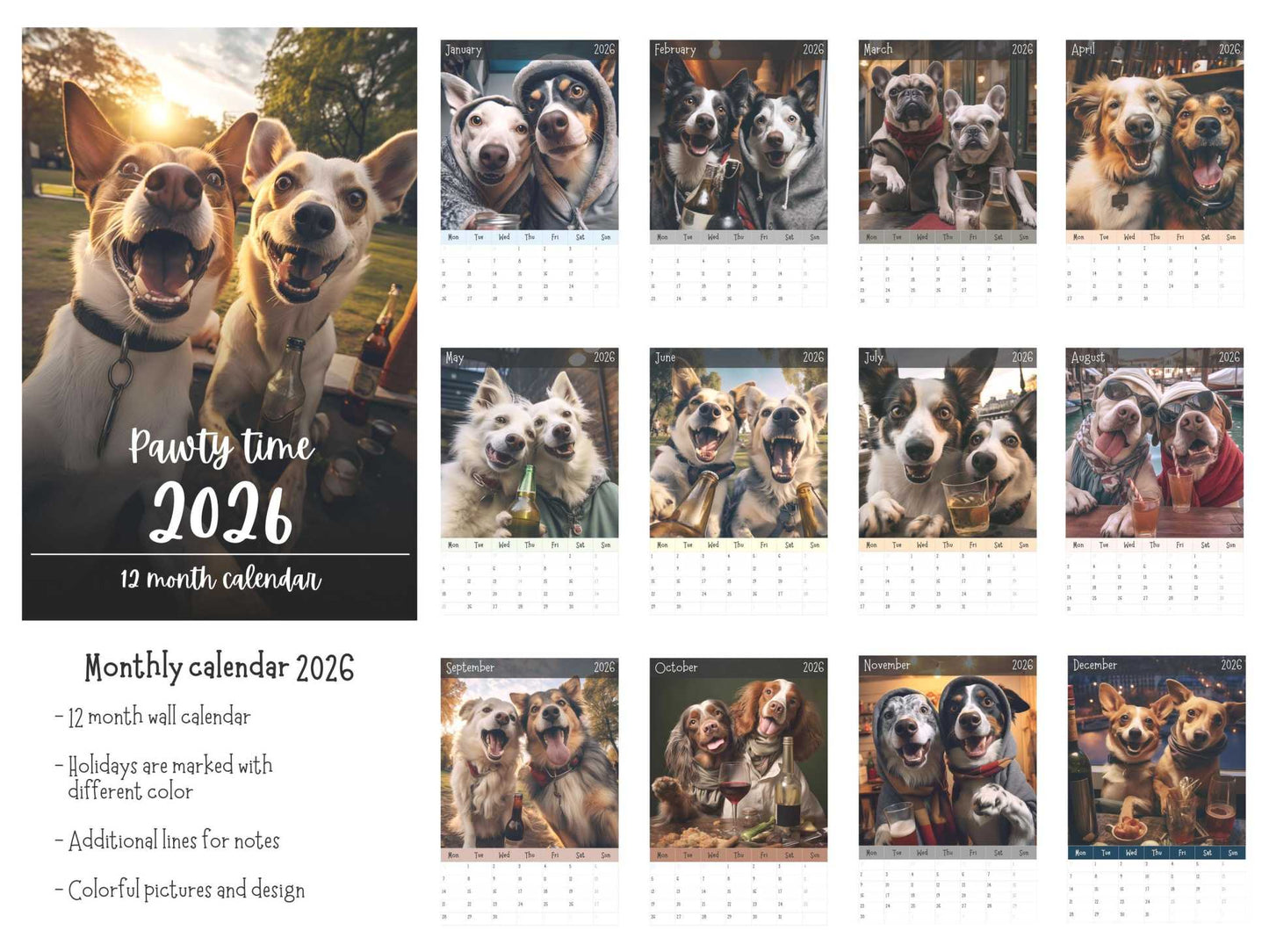 Cilifer® Pawty Time Wall Calendar 2026