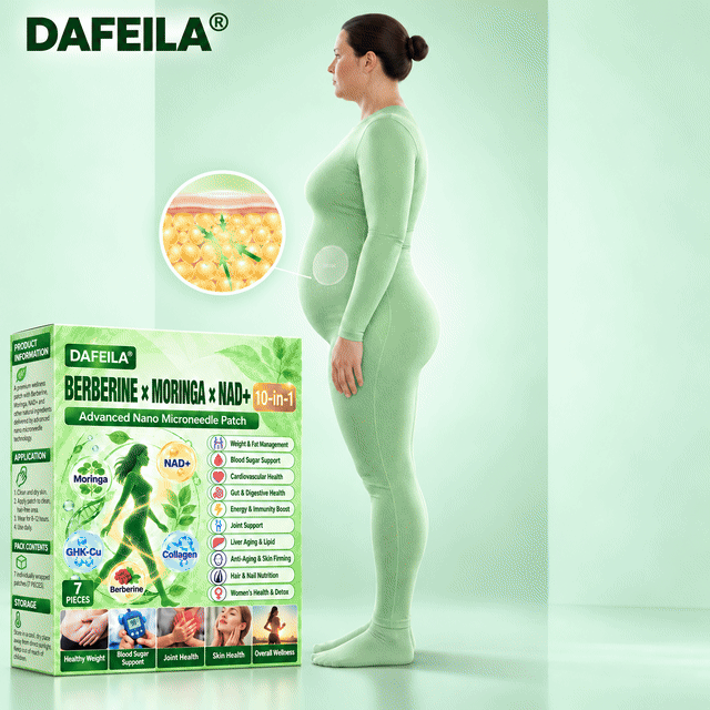 DAFEILA® 10-in-1 Nano Microneedle Patches with Berberine, Moringa & NAD+ — 7 Patches