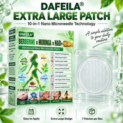 DAFEILA® 10-in-1 Nano Microneedle Patches with Berberine, Moringa & NAD+ — 7 Patches