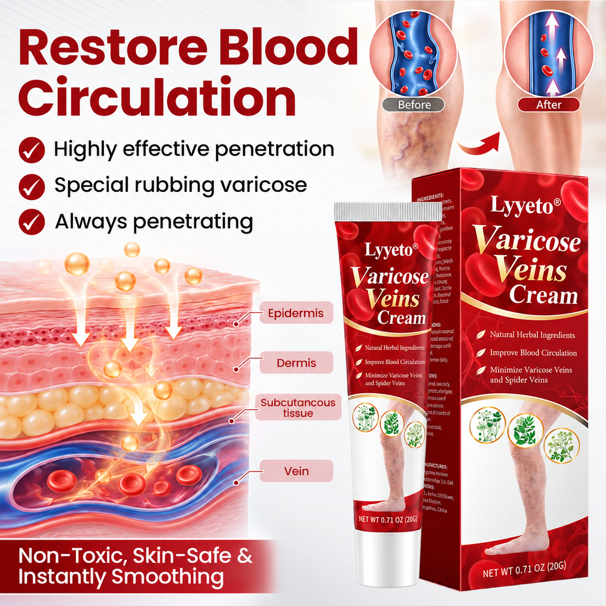 Lyyeto® Varicose Veins Cream – Daily Leg Care & Skin Comfort, 20g