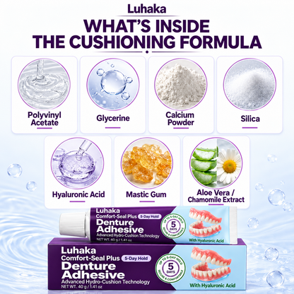 Luhaka Comfort-Seal Plus 5-Day Denture Adhesive with Hyaluronic Acid