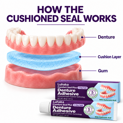 Luhaka Comfort-Seal Plus 5-Day Denture Adhesive with Hyaluronic Acid