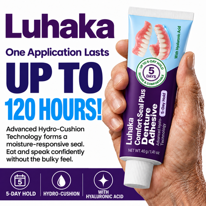 Luhaka Comfort-Seal Plus 5-Day Denture Adhesive with Hyaluronic Acid