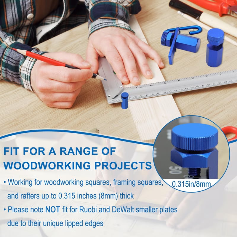 CILIFER® Tall Stair Gauges for Framing Square – Hexagonal Stable Lock with Holder & Hook for Carpentry & Circular Saw