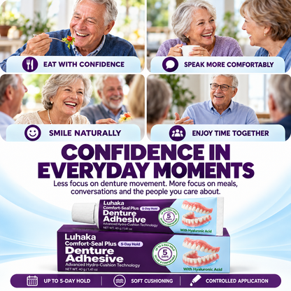 Luhaka Comfort-Seal Plus 5-Day Denture Adhesive with Hyaluronic Acid