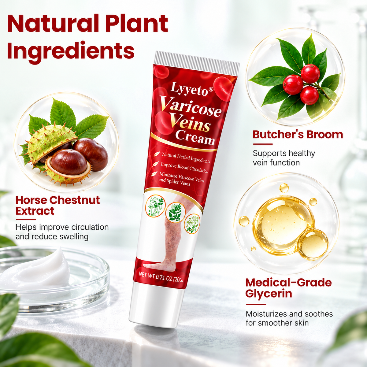 Lyyeto® Varicose Veins Cream – Daily Leg Care & Skin Comfort, 20g
