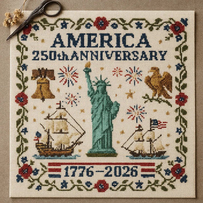 ✨Cilifer® 250th Anniversary of America Cross Stitch Kit – Celebrate with Craft and Tradition