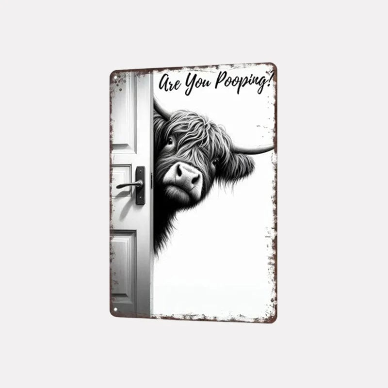 CILIFER® 🔥Last Day 49% OFF - Vintage Highland Cow Aluminum Sign: Funny Are You Pooping?