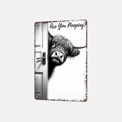 CILIFER® 🔥Last Day 49% OFF - Vintage Highland Cow Aluminum Sign: Funny Are You Pooping?