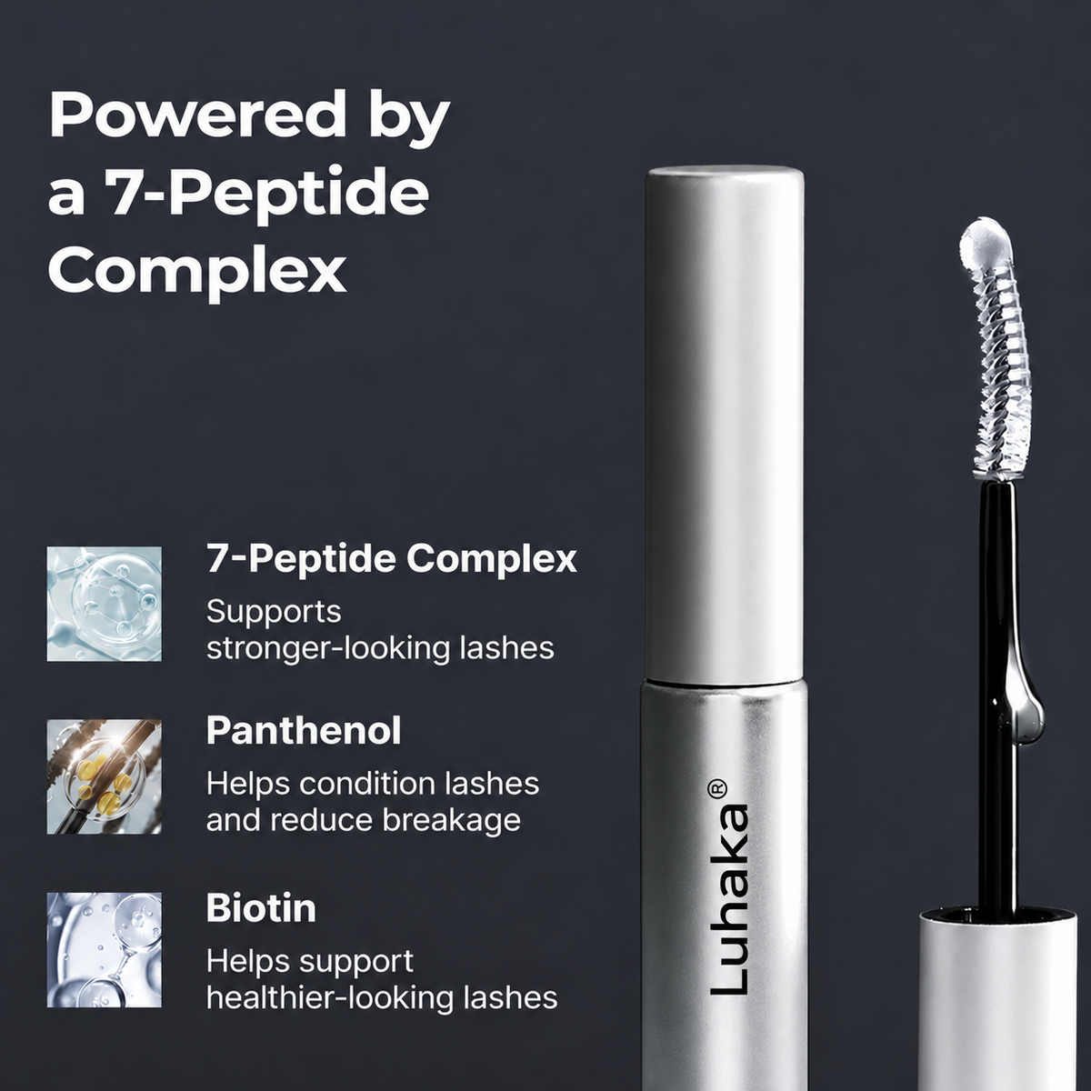 Peptide Lash & Brow Serum with Precision Brush – Fuller-Looking Lashes, 15ml
