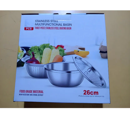 CILIFER® 🔥3-in-1 Multipurpose Kitchen Bowl | premium Stainless Steel Cutter + Grater + Drain Basket