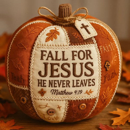🍂Cilifer® “Fall for Jesus” Patchwork Pumpkin