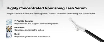 Peptide Lash & Brow Serum with Precision Brush – Fuller-Looking Lashes, 15ml