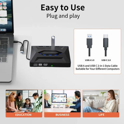 CILIFER® Retro Laptop CD DVD Player USB C 3.0 Portable CD Burner