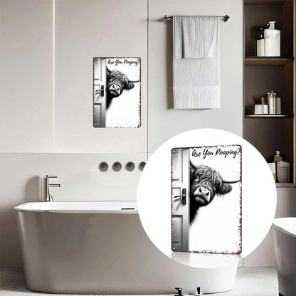 CILIFER® 🔥Last Day 49% OFF - Vintage Highland Cow Aluminum Sign: Funny Are You Pooping?