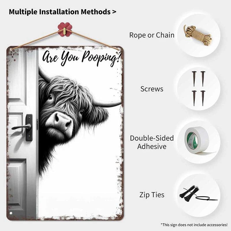 CILIFER® 🔥Last Day 49% OFF - Vintage Highland Cow Aluminum Sign: Funny Are You Pooping?