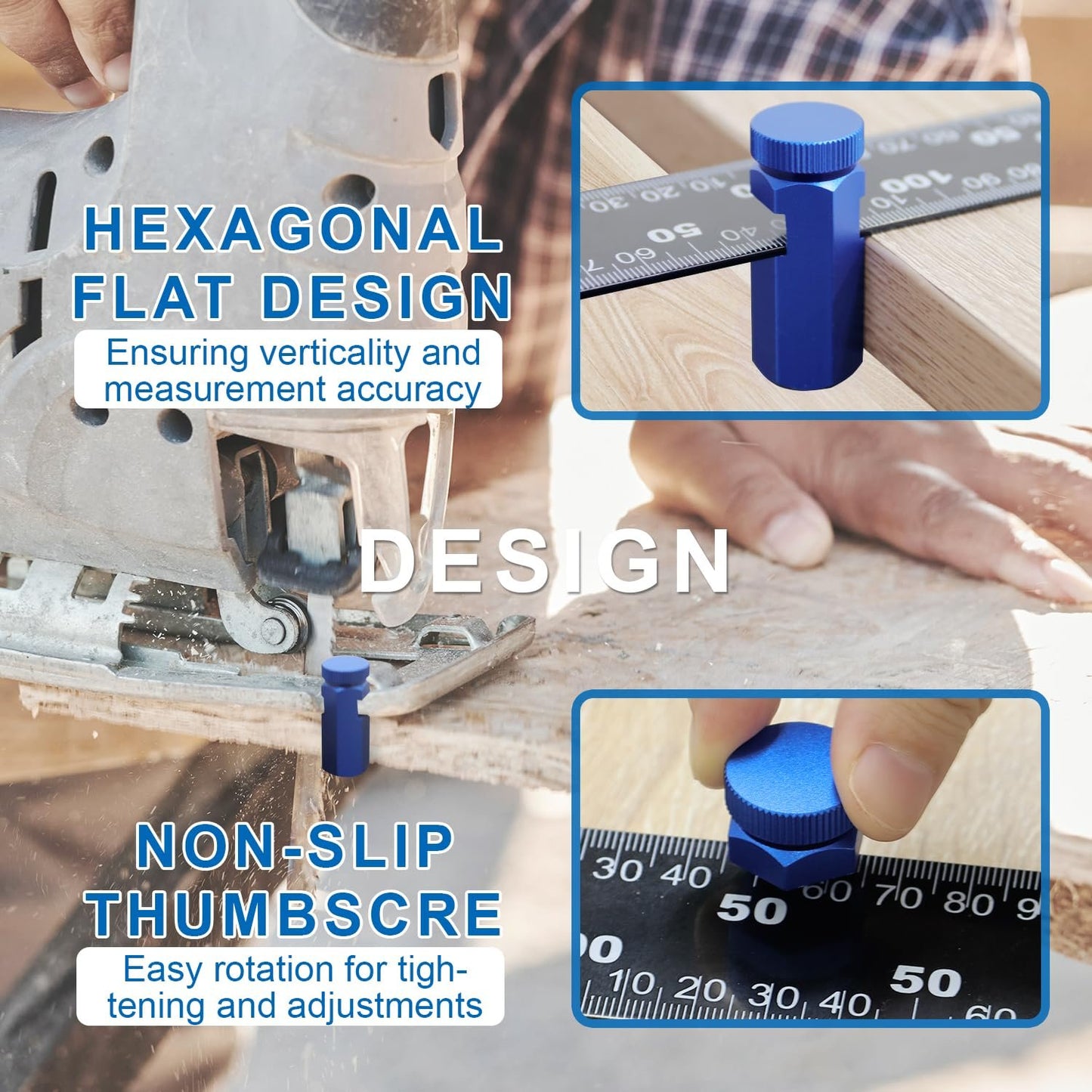 CILIFER® Tall Stair Gauges for Framing Square – Hexagonal Stable Lock with Holder & Hook for Carpentry & Circular Saw