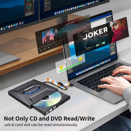 CILIFER® Retro Laptop CD DVD Player USB C 3.0 Portable CD Burner