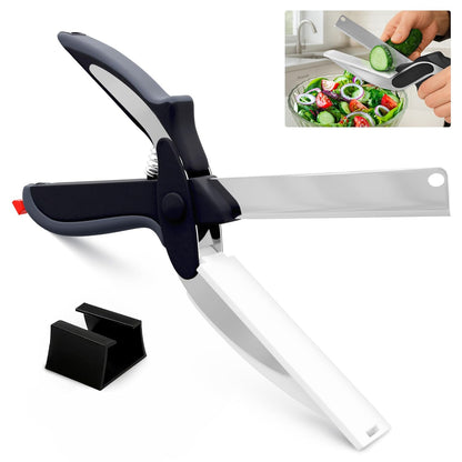 CILIFER® 2 in 1 Kitchen Scissors for Food – Stainless Steel Blade & Plastic Cutting Board Scissors with Safety Lock |  Tomato Knife, Fruit & Vegetable Cutter – Easy-to-Use Kitchen Shears for Meat, Cheese