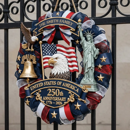 CILIFER® Custom Wood Sign - Personalized America 250th Anniversary Gifts For Mom, Dad, Brother, Sister, Kids - Family Forever United