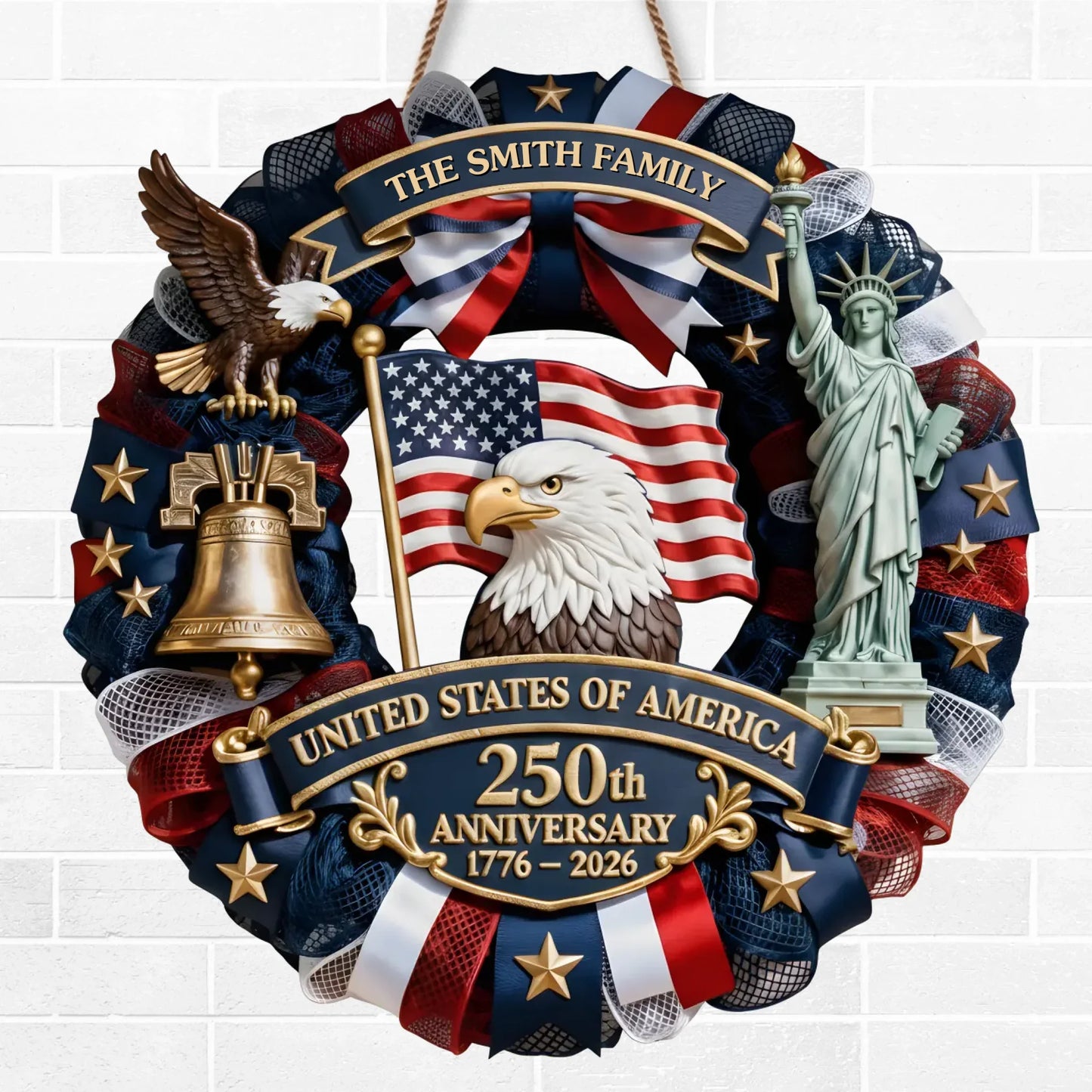 CILIFER® Custom Wood Sign - Personalized America 250th Anniversary Gifts For Mom, Dad, Brother, Sister, Kids - Family Forever United