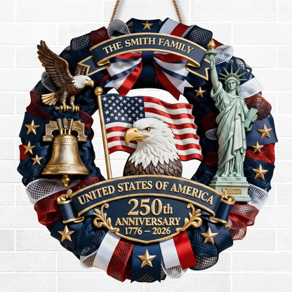 CILIFER® Custom Wood Sign - Personalized America 250th Anniversary Gifts For Mom, Dad, Brother, Sister, Kids - Family Forever United