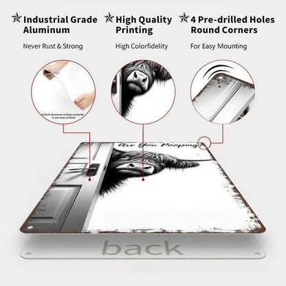 CILIFER® 🔥Last Day 49% OFF - Vintage Highland Cow Aluminum Sign: Funny Are You Pooping?