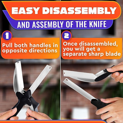 CILIFER® 2 in 1 Kitchen Scissors for Food – Stainless Steel Blade & Plastic Cutting Board Scissors with Safety Lock |  Tomato Knife, Fruit & Vegetable Cutter – Easy-to-Use Kitchen Shears for Meat, Cheese