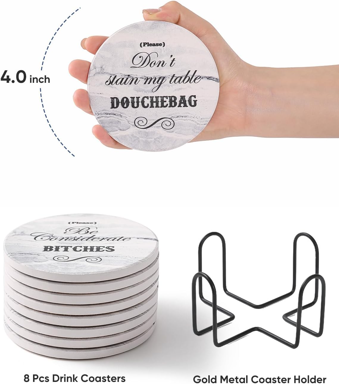 Cilifer® Funny Sandstone Absorbent Drinks Coasters