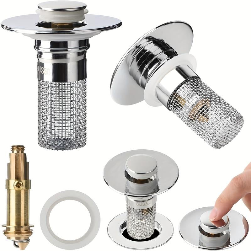 CILIFER® 🔥Bathroom Sink Stopper Hair Catcher. Universal Pop Up Sink Drain Filter with Stainless Steel Filter Basket. Bathroom Sink Drain Strainer
