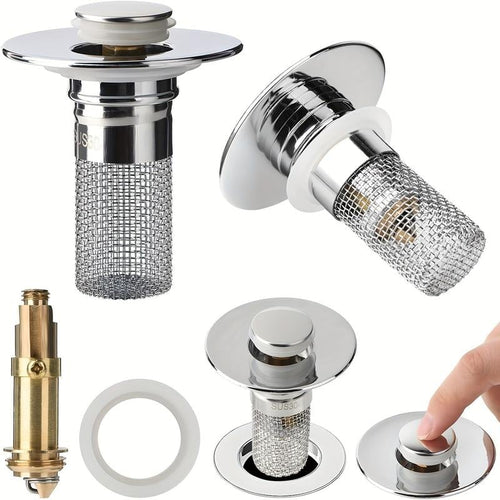 CILIFER® 🔥Bathroom Sink Stopper Hair Catcher. Universal Pop Up Sink Drain Filter with Stainless Steel Filter Basket. Bathroom Sink Drain Strainer