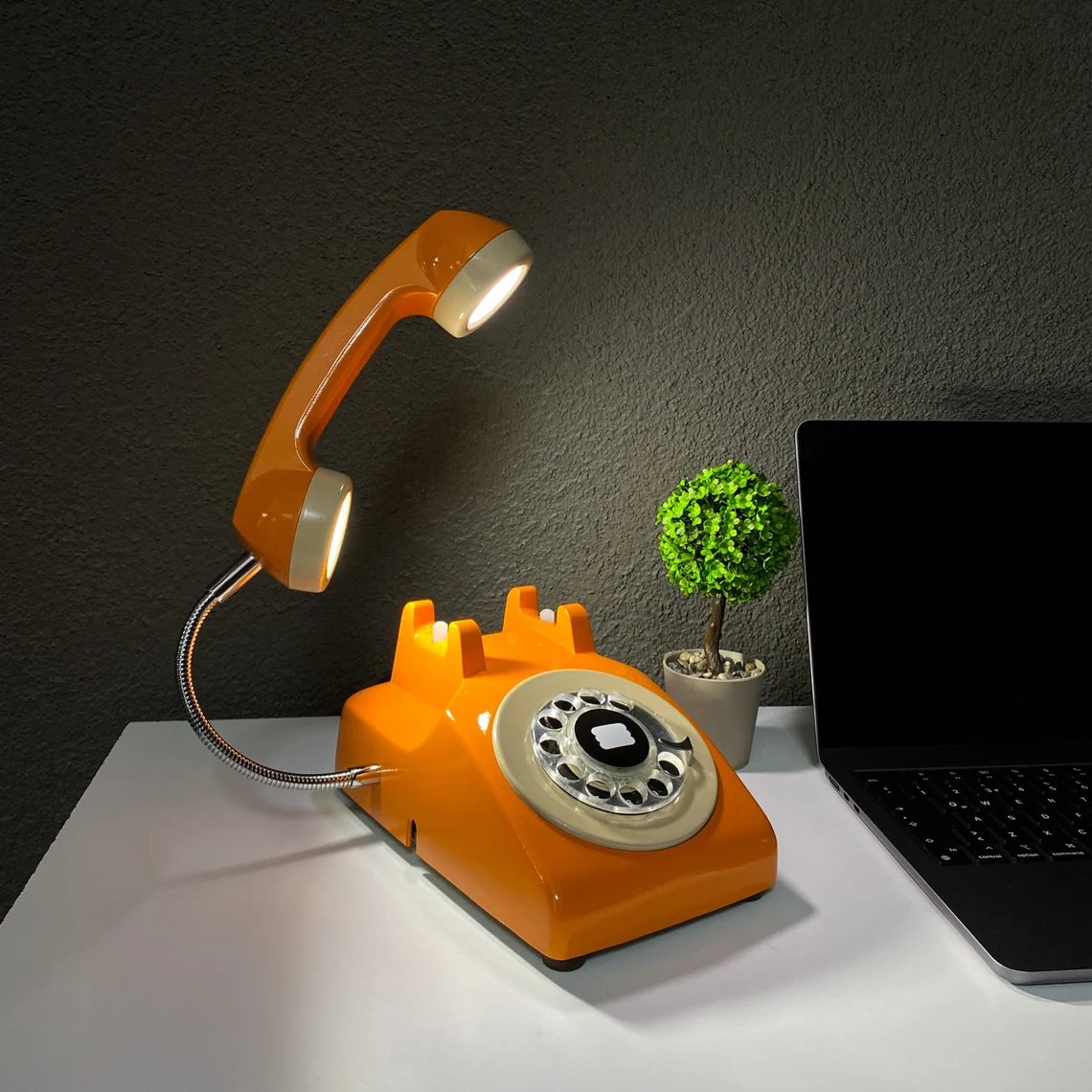 Rectangular Phone Light Upcycled Rotary Phone Lamp, Vintage Desk Light – COLABILA
