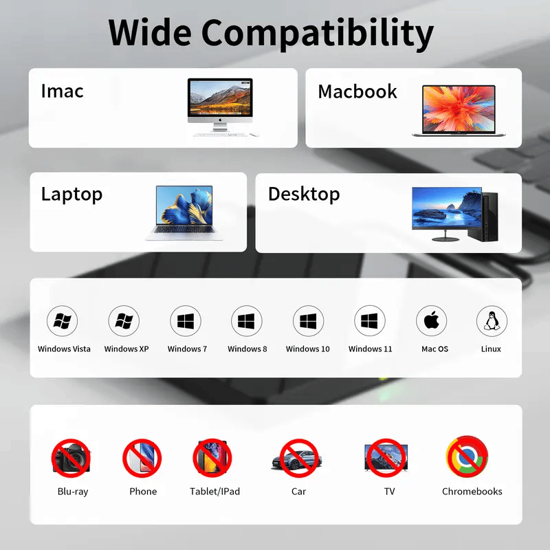 CILIFER® Retro Laptop CD DVD Player USB C 3.0 Portable CD Burner