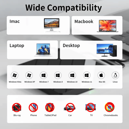 CILIFER® Retro Laptop CD DVD Player USB C 3.0 Portable CD Burner