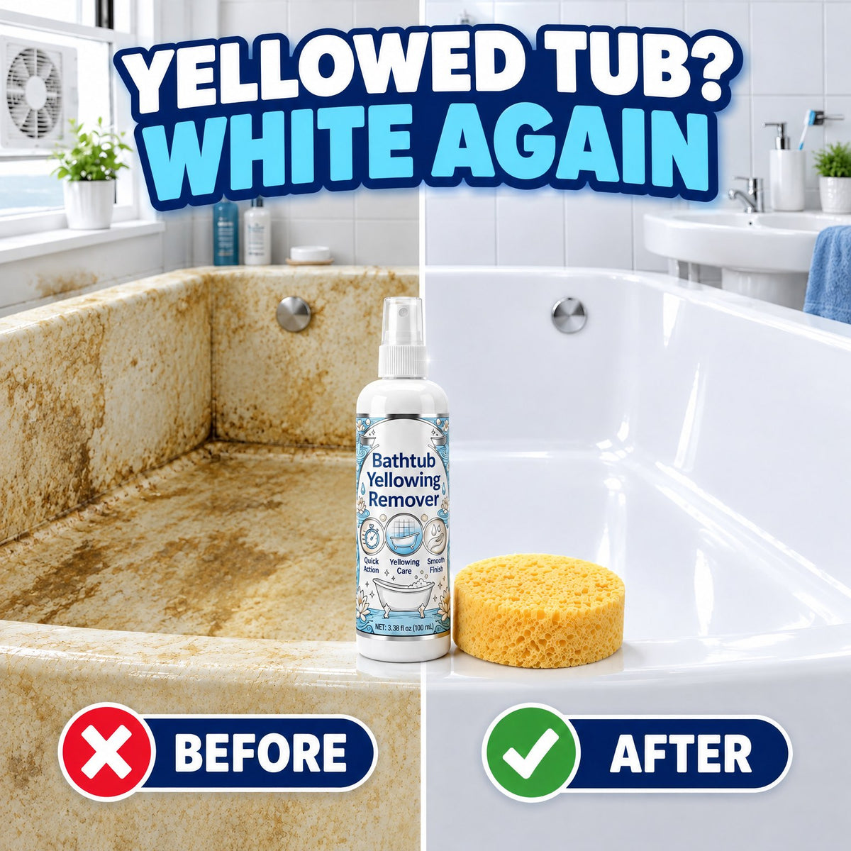 Bathtub Yellowing Remover — before after