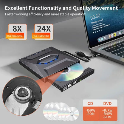 CILIFER® Retro Laptop CD DVD Player USB C 3.0 Portable CD Burner