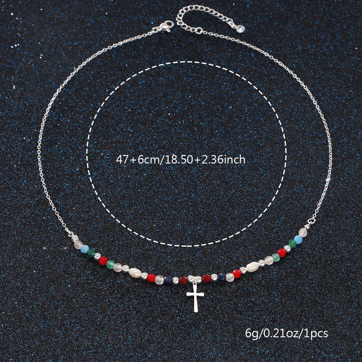 🎁 Perfect Gift! 49% OFF | Dainty Beaded Cross Necklace ✨ Adjustable 14K Gold/Silver Plated Chain