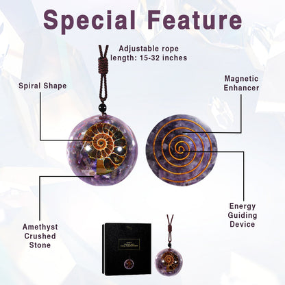 Kisshi™ Amethyst Spiral Energy Magnetic Pendant